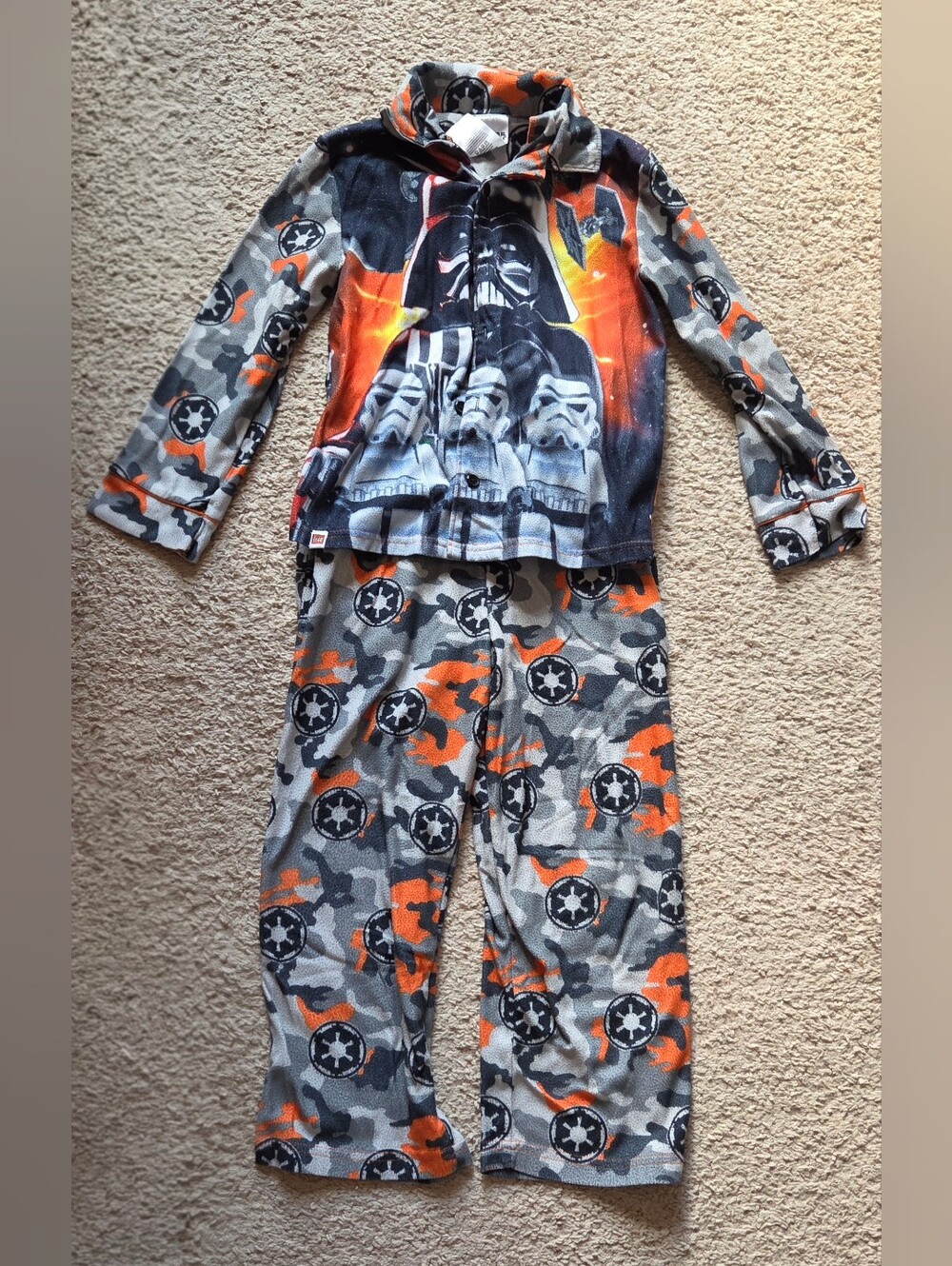 Star Wars Boys Orange & Gray Stormtrooper Fleece Pajama Set